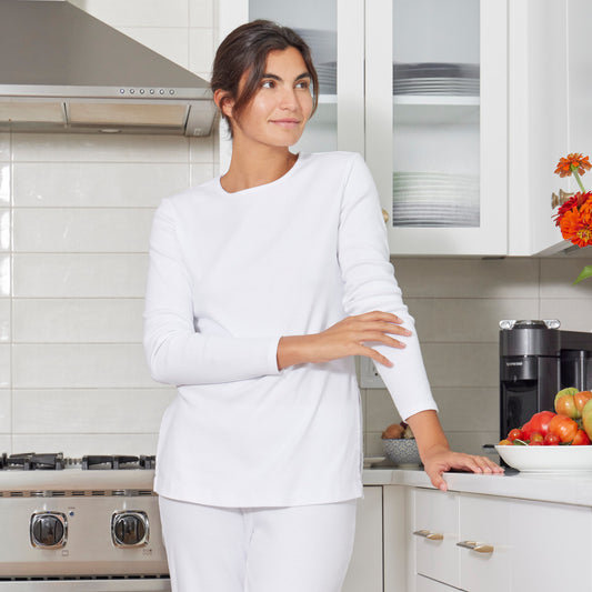 LONG SLEEVE CREW TUNIC - WHITE