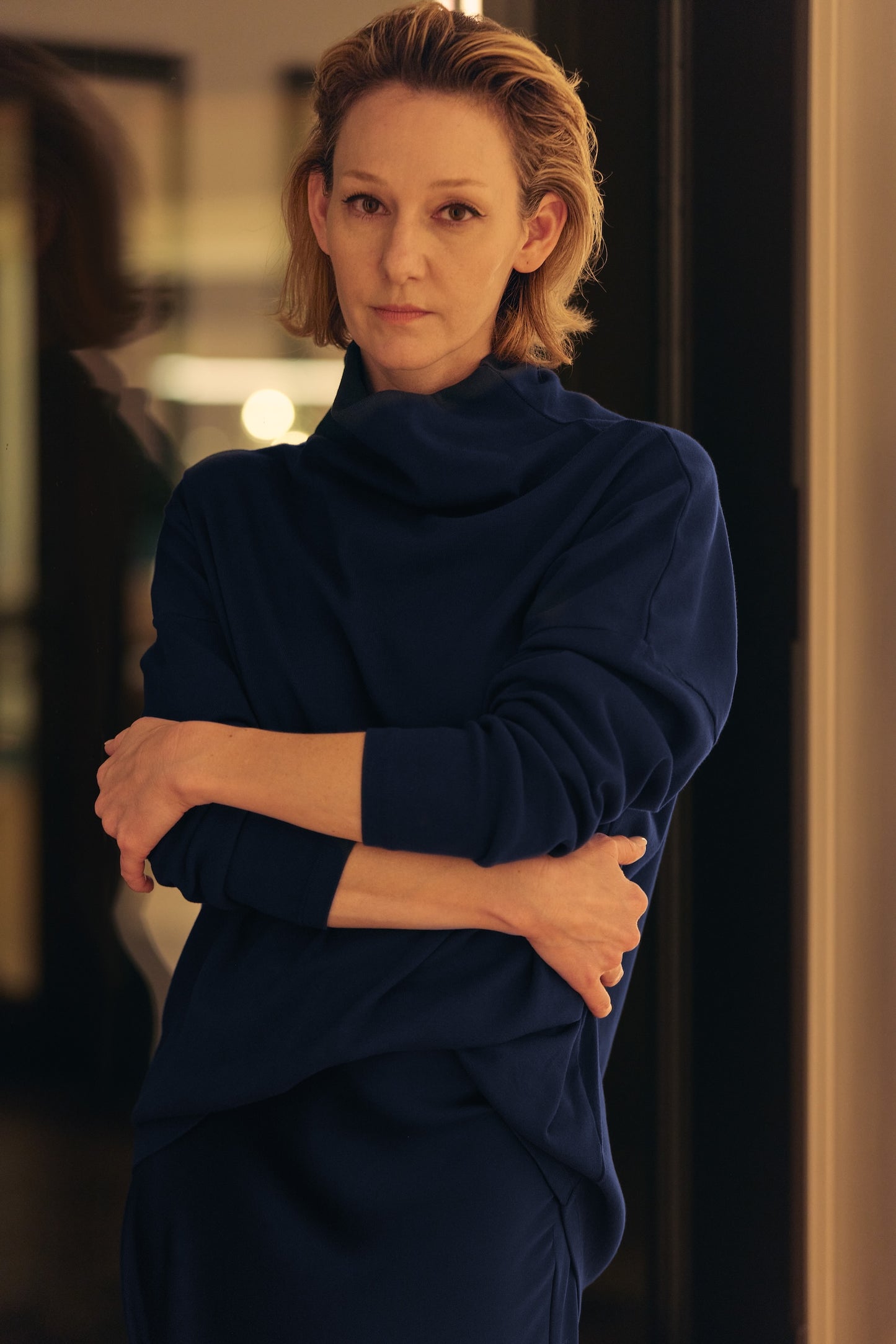 HIGH NECK COZY SWEATER - SAPPHIRE