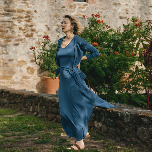 LONG FLARE SKIRT W/ SLIT - TERRA COTTA