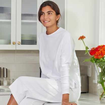 OVERSIZED CROPPED PULLOVER - WHITE