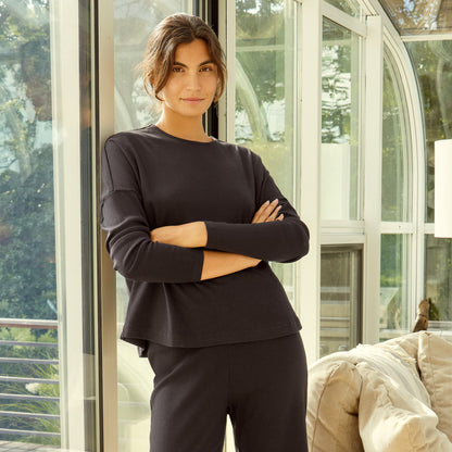 OVERSIZED CROPPED PULLOVER - BLACK