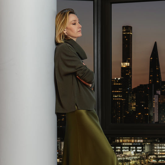 STRETCH SILK BIAS SKIRT - GREENE