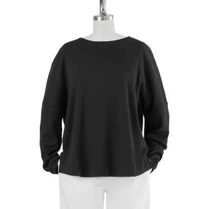 OVERSIZED CROPPED PULLOVER - BLACK